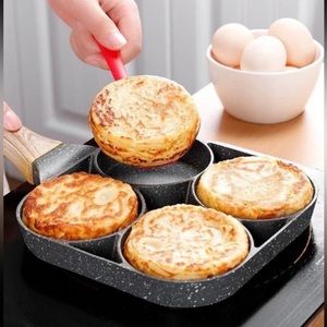 4-Hole Non-Stick Fry Pan - Perfect For Eggs, Pancakes, Burgers & More